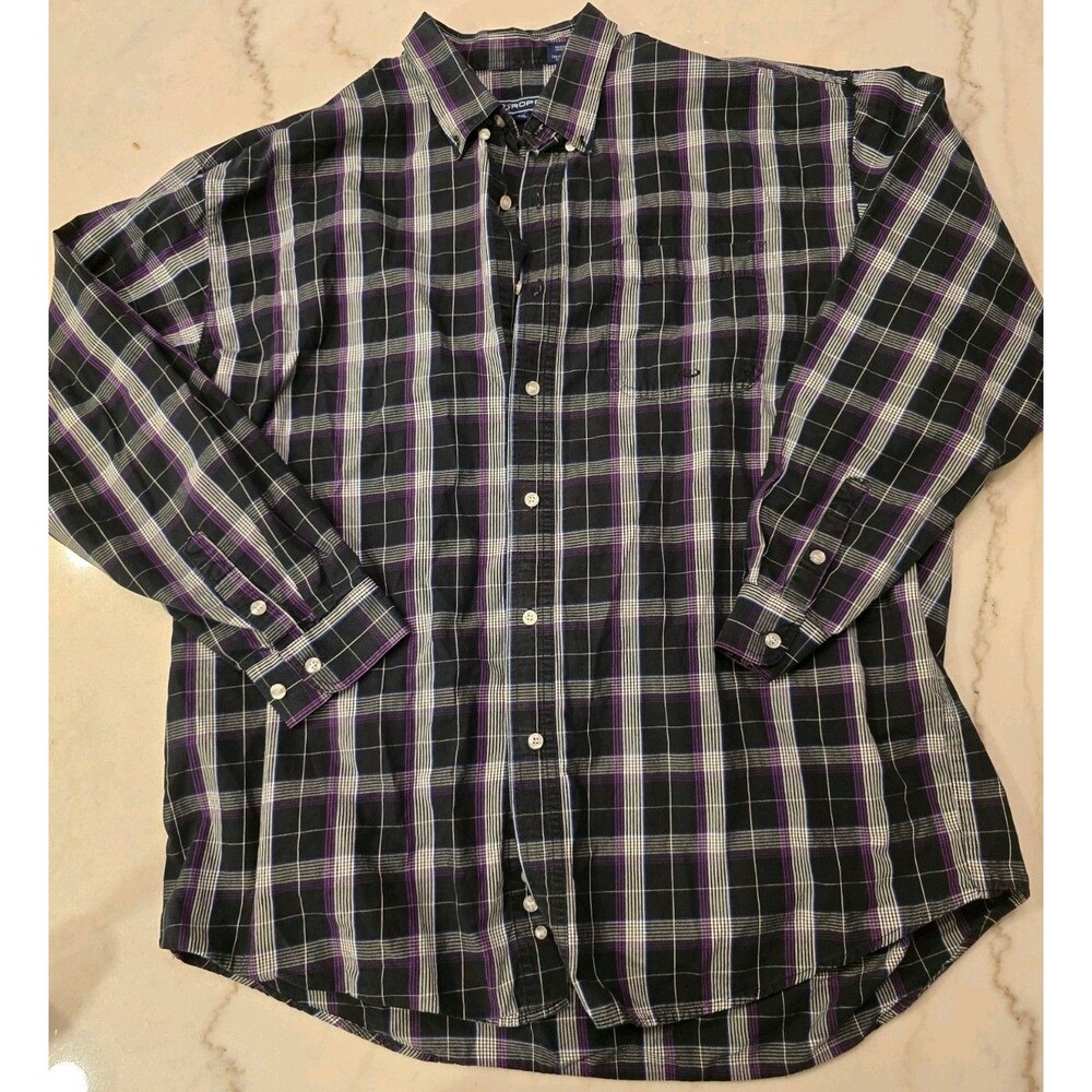 Roper 2XL Plaid Long Sleeve Button Down Cotton Shirt Western Purple Black